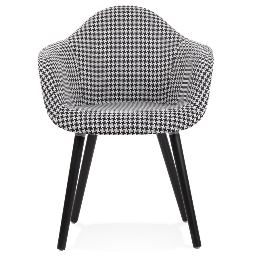 Kokoon Design Designer Chair With 'LARA' Armrests In Black And White Houndstooth Fabric