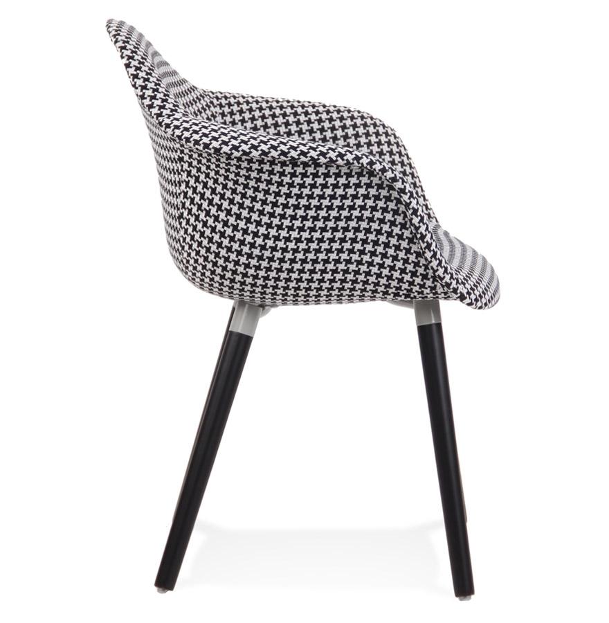 Kokoon Design Designer Chair With 'LARA' Armrests In Black And White Houndstooth Fabric