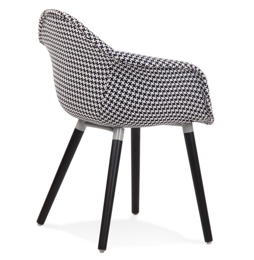 Kokoon Design Designer Chair With 'LARA' Armrests In Black And White Houndstooth Fabric