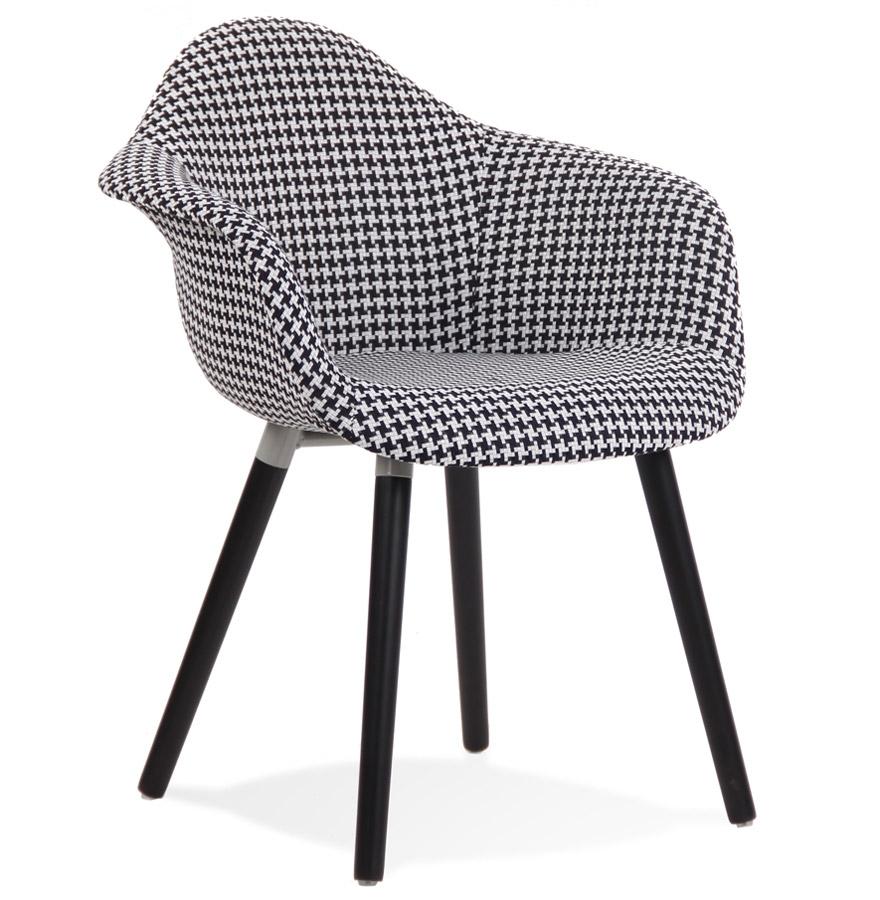 kokoon design Designer chair with 'LARA' armrests in black and white houndstooth fabric