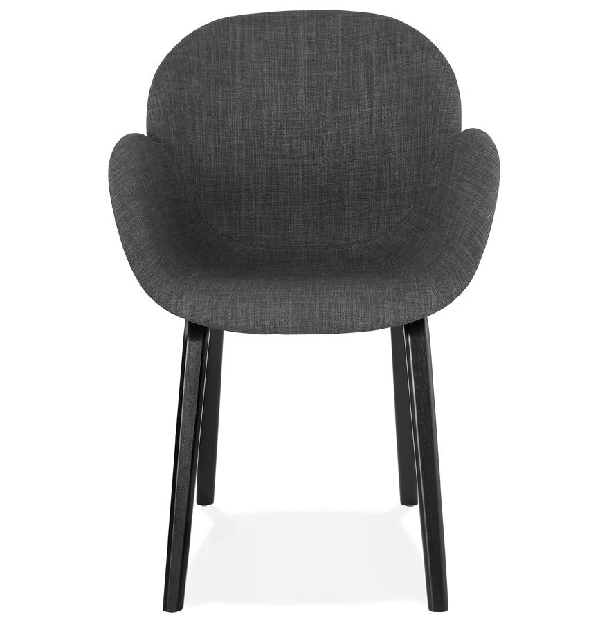 Kokoon Design Designer Chair With 'SAMY' Armrests In Gray Fabric And Black Wooden Legs