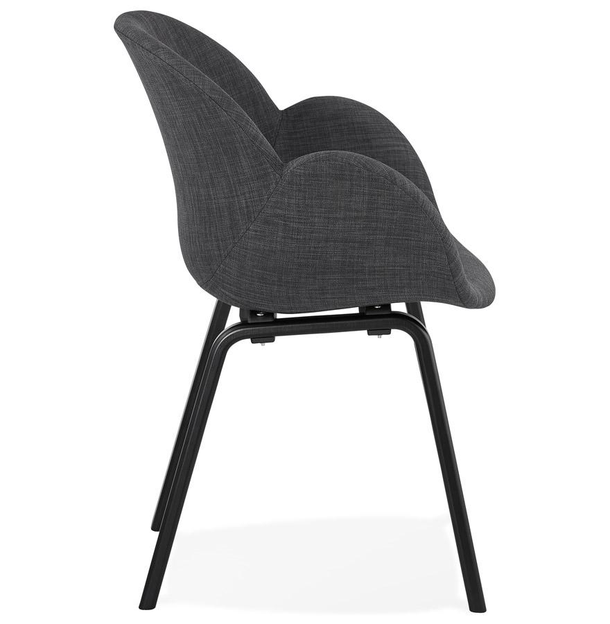 Kokoon Design Designer Chair With 'SAMY' Armrests In Gray Fabric And Black Wooden Legs