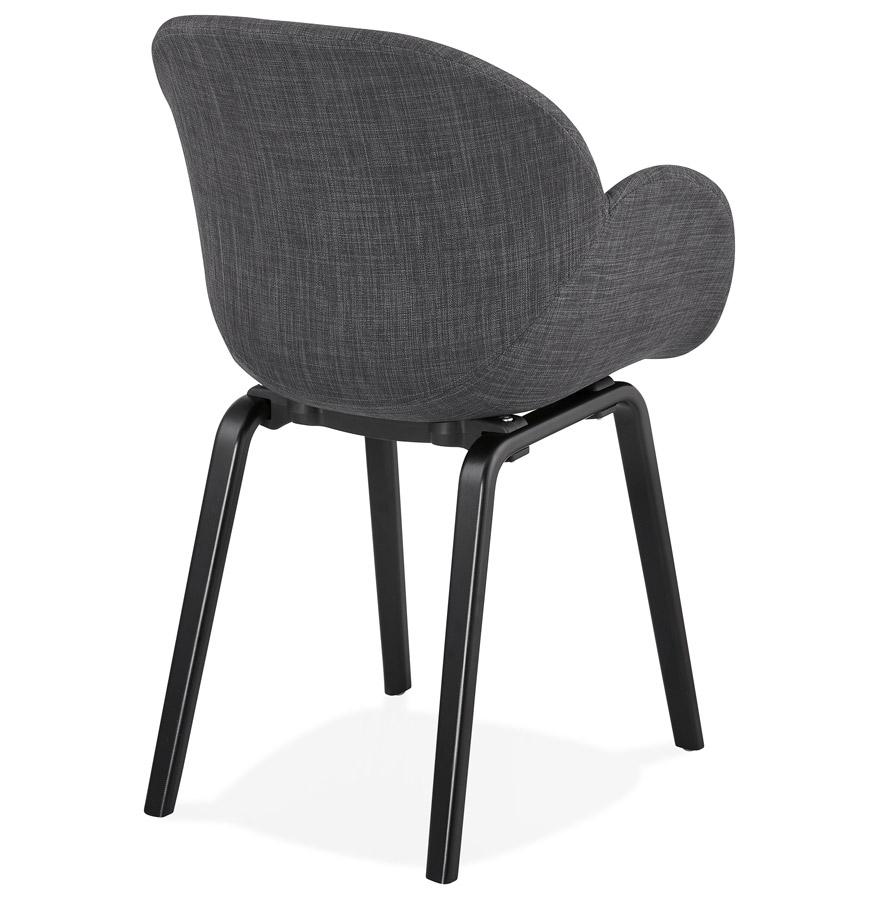Kokoon Design Designer Chair With 'SAMY' Armrests In Gray Fabric And Black Wooden Legs