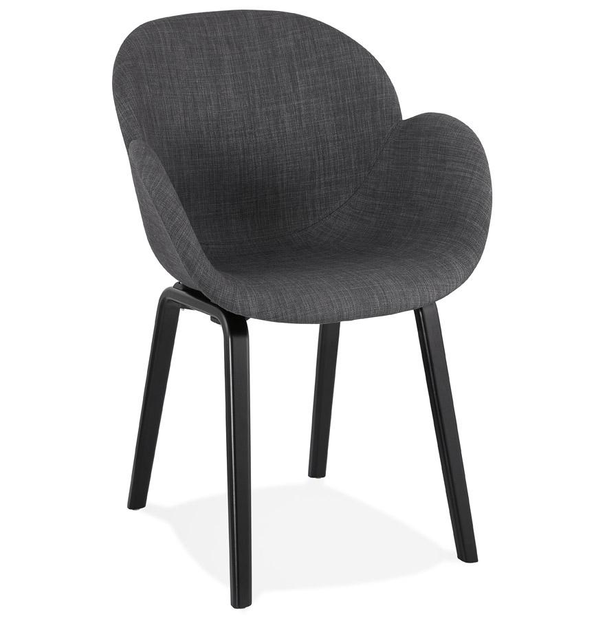 kokoon design Designer chair with 'SAMY' armrests in gray fabric and black wooden legs