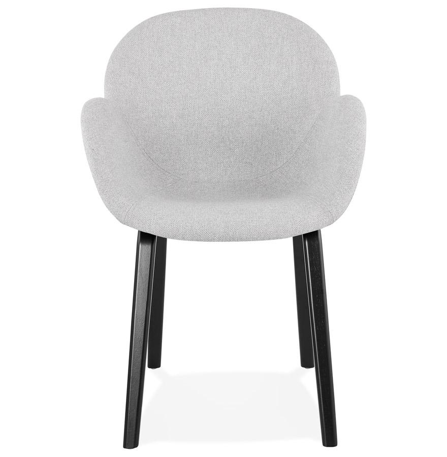 Kokoon Design Designer Chair With 'SAMY' Armrests In Light Gray Fabric And Black Wooden Legs