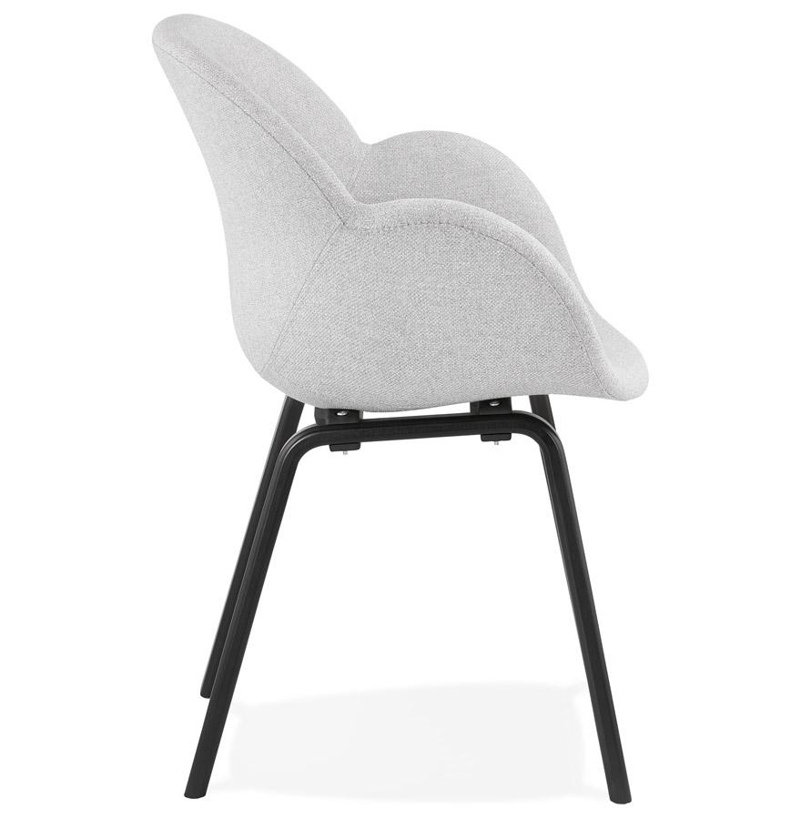 Kokoon Design Designer Chair With 'SAMY' Armrests In Light Gray Fabric And Black Wooden Legs