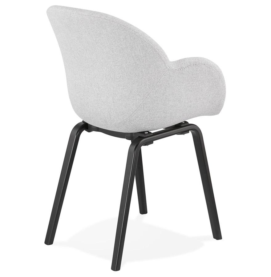 Kokoon Design Designer Chair With 'SAMY' Armrests In Light Gray Fabric And Black Wooden Legs