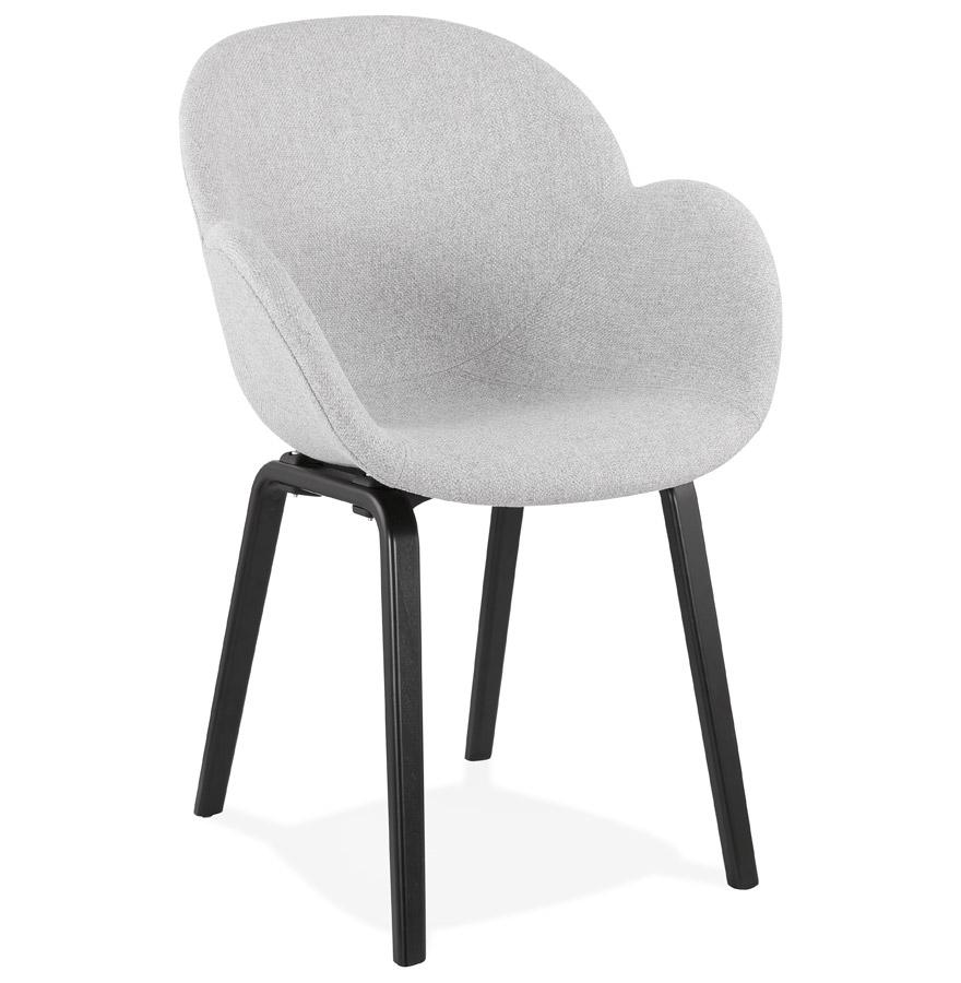 kokoon design Designer chair with 'SAMY' armrests in light gray fabric and black wooden legs