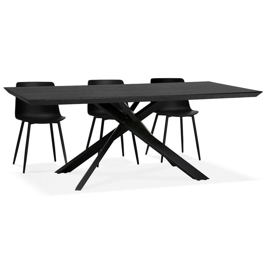 Kokoon Design Designer Dining Table With Central X-shaped Leg 'WALABY' In Black Wood - 200x100 Cm