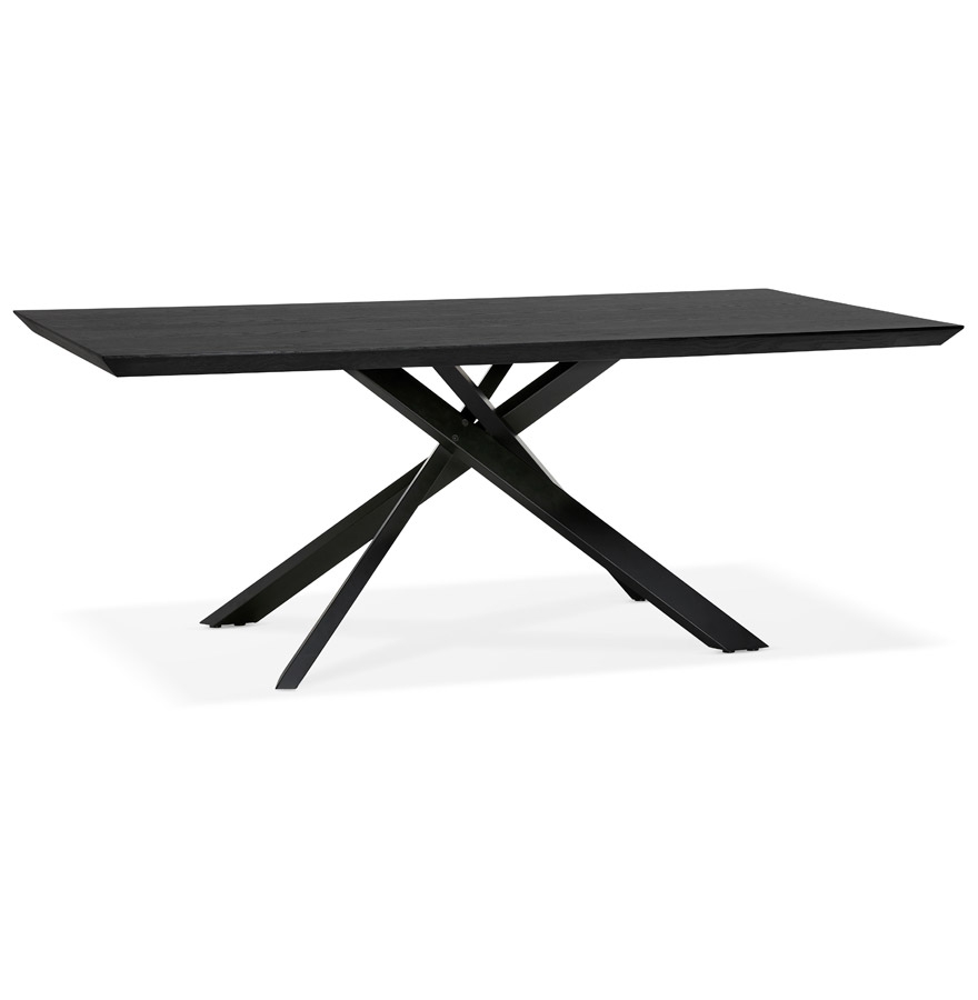 kokoon design Designer dining table with central x-shaped leg 'WALABY' in black wood - 200x100 cm