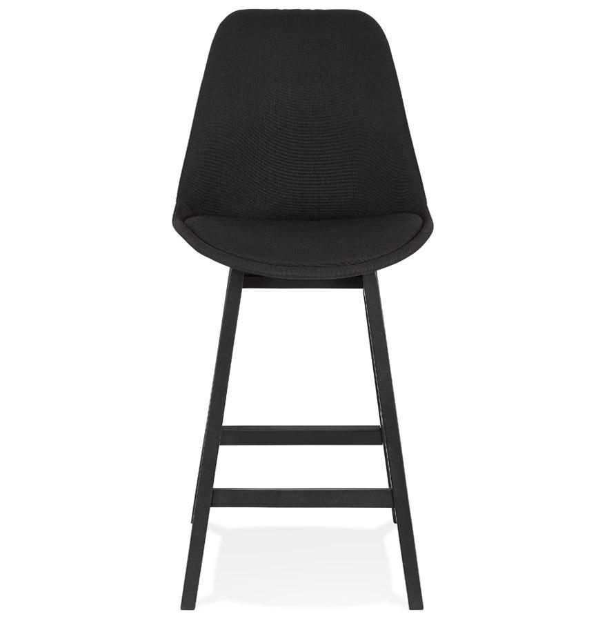 Kokoon Design Designer Mid-height Snack Stool 'TERESA MINI' In Black Fabric And Black Wooden Legs