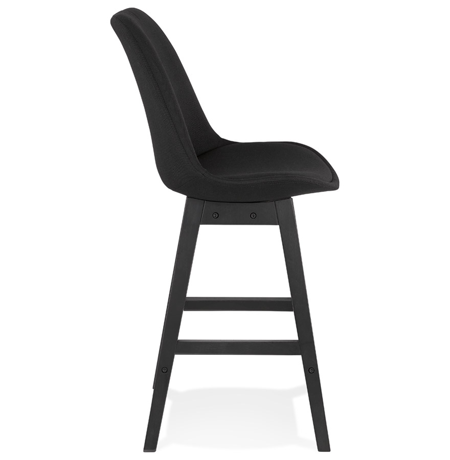 Kokoon Design Designer Mid-height Snack Stool 'TERESA MINI' In Black Fabric And Black Wooden Legs