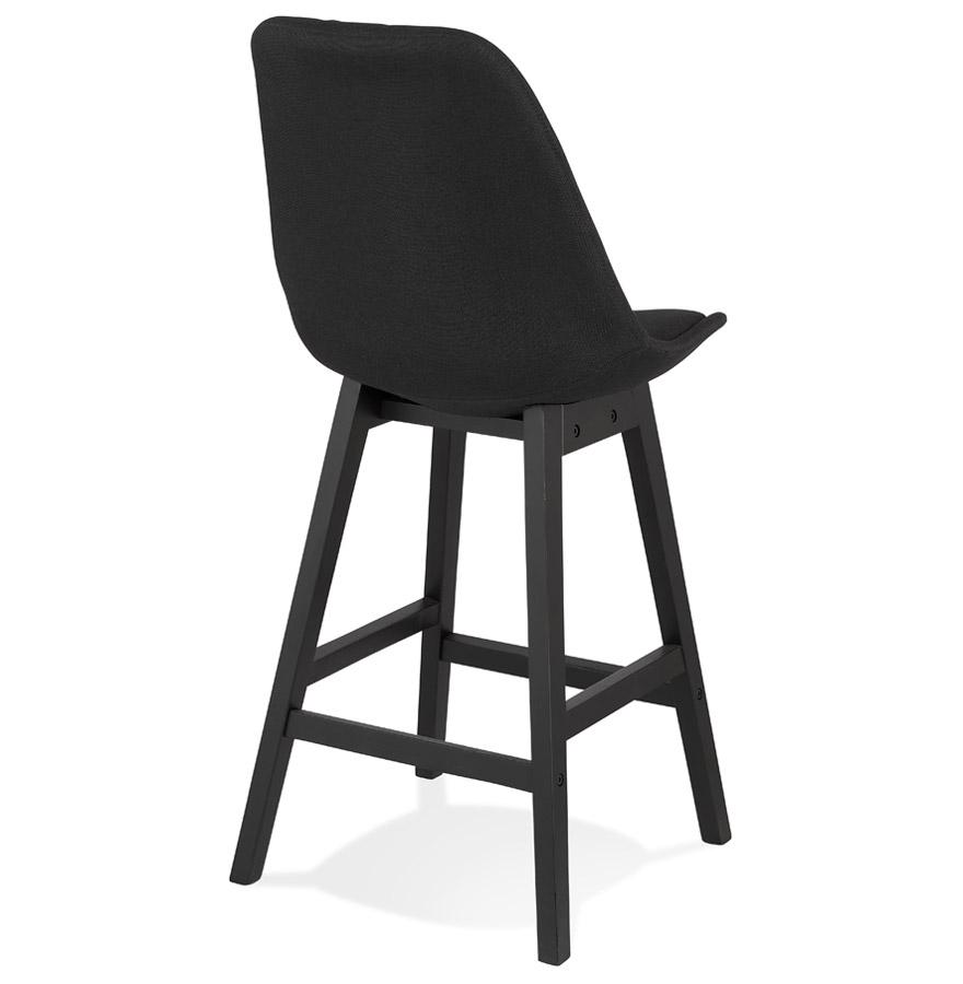 Kokoon Design Designer Mid-height Snack Stool 'TERESA MINI' In Black Fabric And Black Wooden Legs