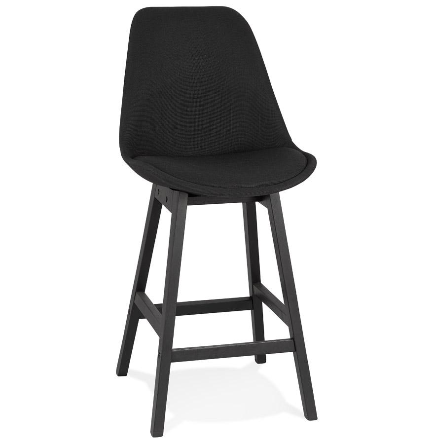 kokoon design Designer mid-height snack stool 'TERESA MINI' in black fabric and black wooden legs