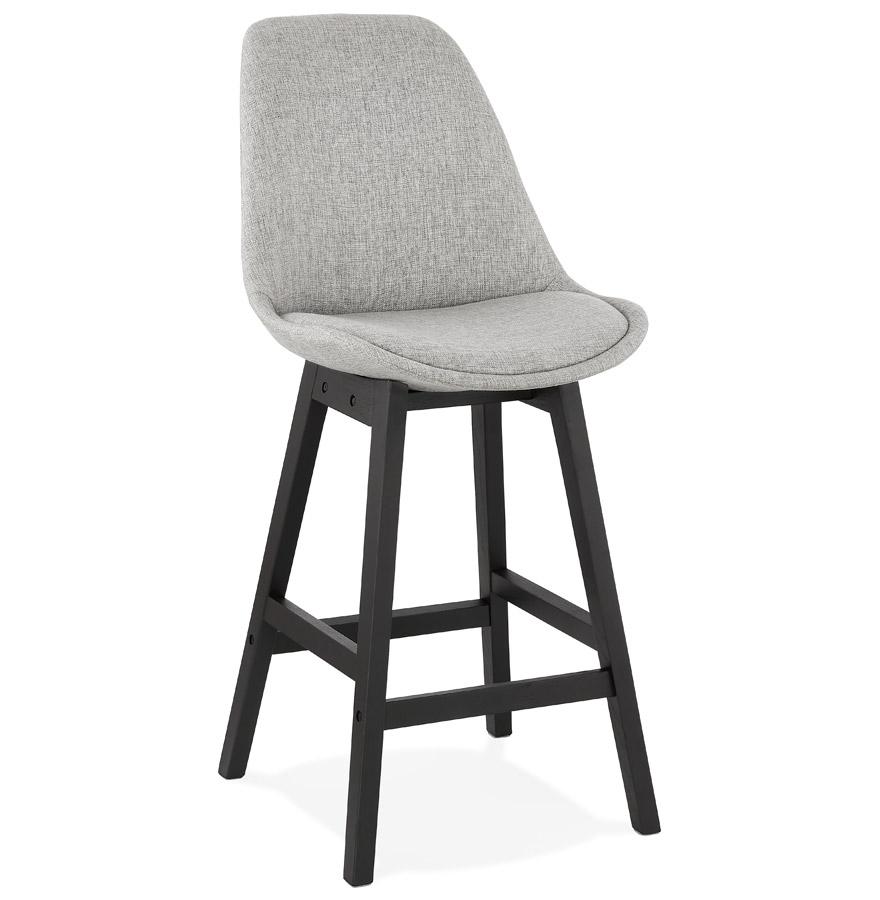 kokoon design Designer mid-height snack stool 'TERESA MINI' in gray fabric and black wooden foot