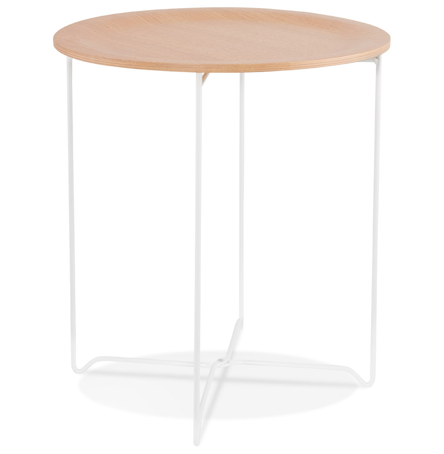 Kokoon Design Designer Side Table 'TSUNAMI' White In Wood And Metal