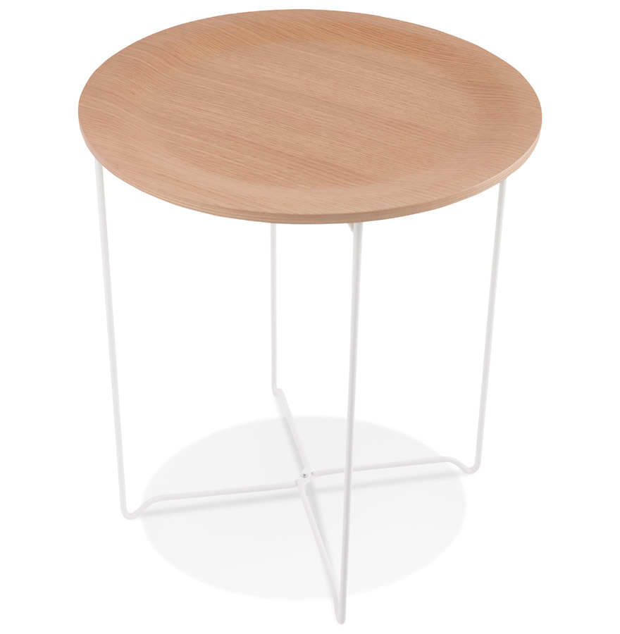 Kokoon Design Designer Side Table 'TSUNAMI' White In Wood And Metal