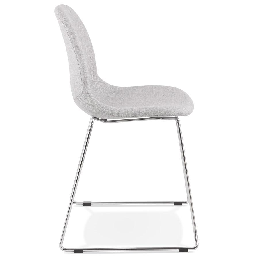 Kokoon Design Designer Stackable Chair 'DISTRIKT' In Light Gray Fabric With Chrome Metal Legs