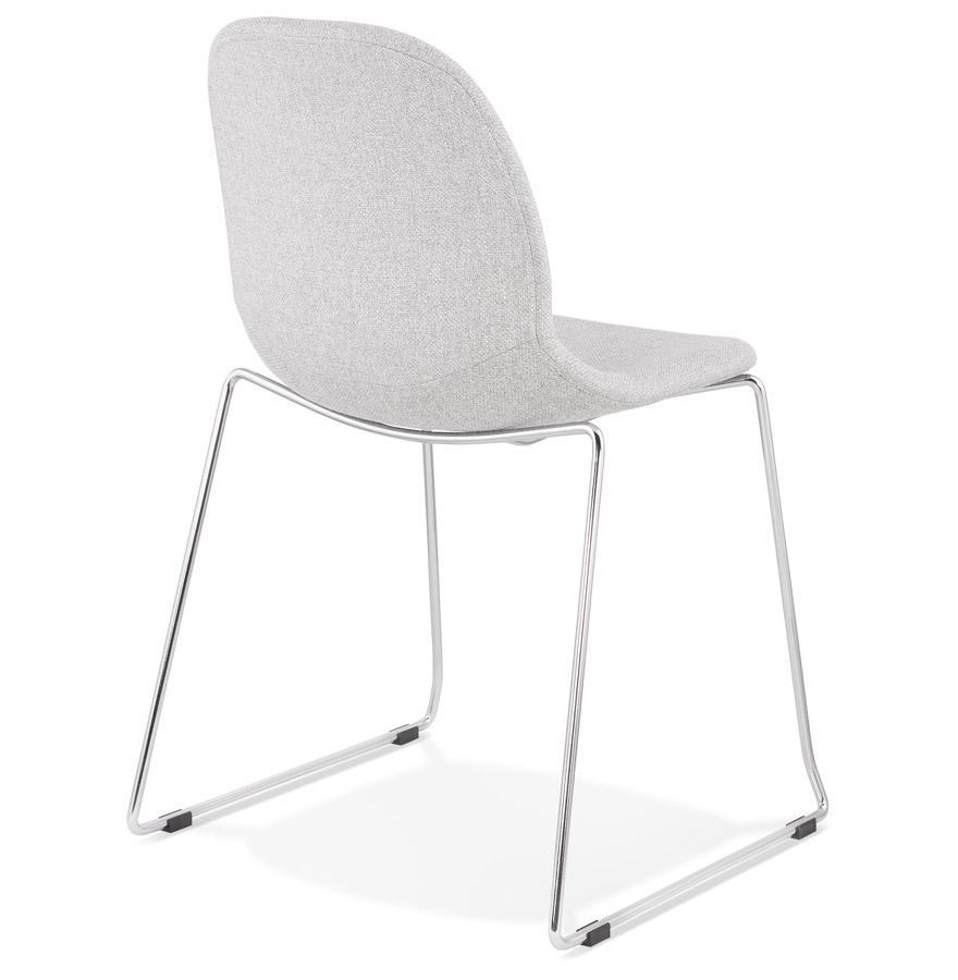 Kokoon Design Designer Stackable Chair 'DISTRIKT' In Light Gray Fabric With Chrome Metal Legs