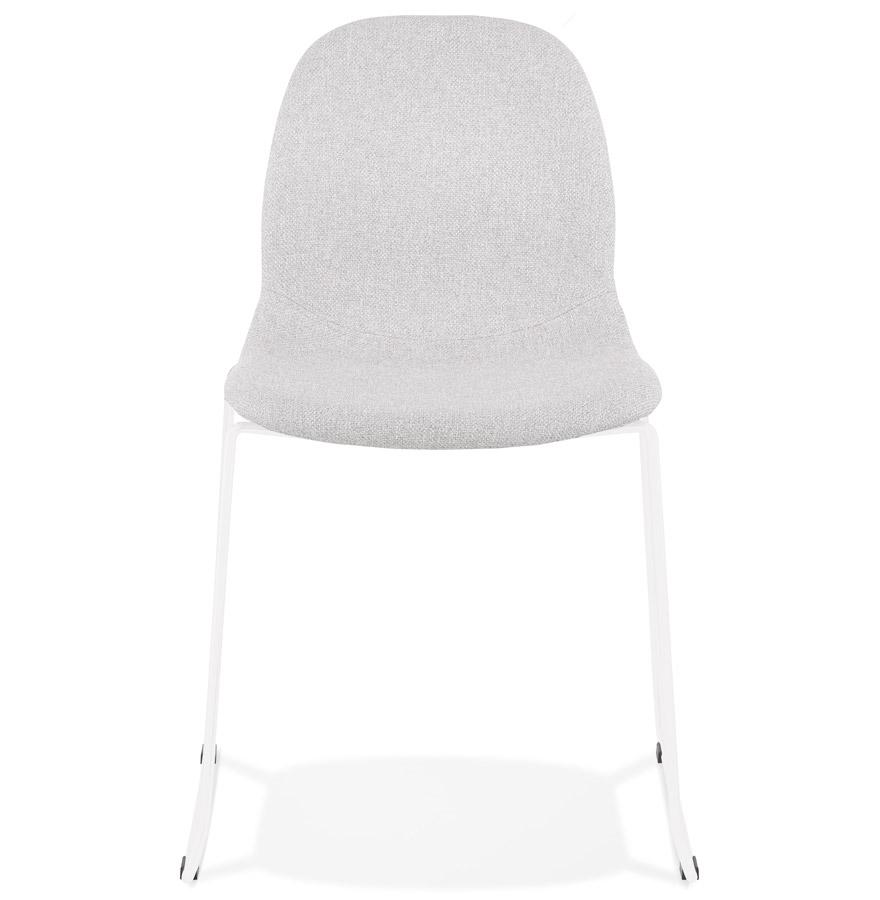 Kokoon Design Designer Stackable Chair 'DISTRIKT' In Light Gray Fabric With White Metal Legs