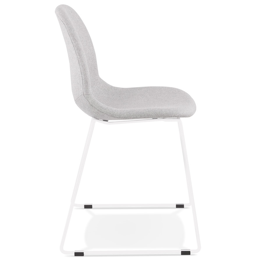 Kokoon Design Designer Stackable Chair 'DISTRIKT' In Light Gray Fabric With White Metal Legs