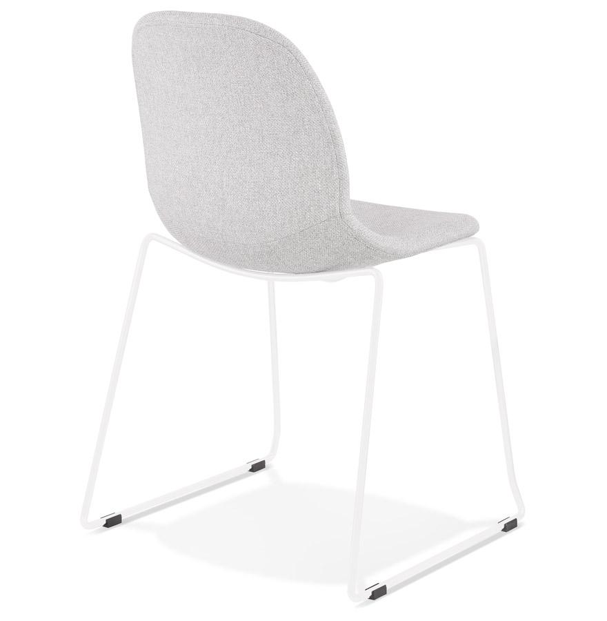 Kokoon Design Designer Stackable Chair 'DISTRIKT' In Light Gray Fabric With White Metal Legs