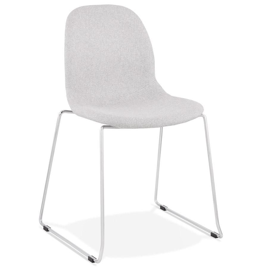 kokoon design Designer stackable chair 'DISTRIKT' in light gray fabric with chrome metal legs