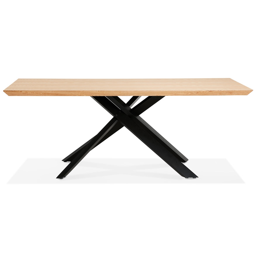 Kokoon Design Dining Table With Central X-shaped Leg 'WALABY' In Natural Finish Wood - 200x100 Cm