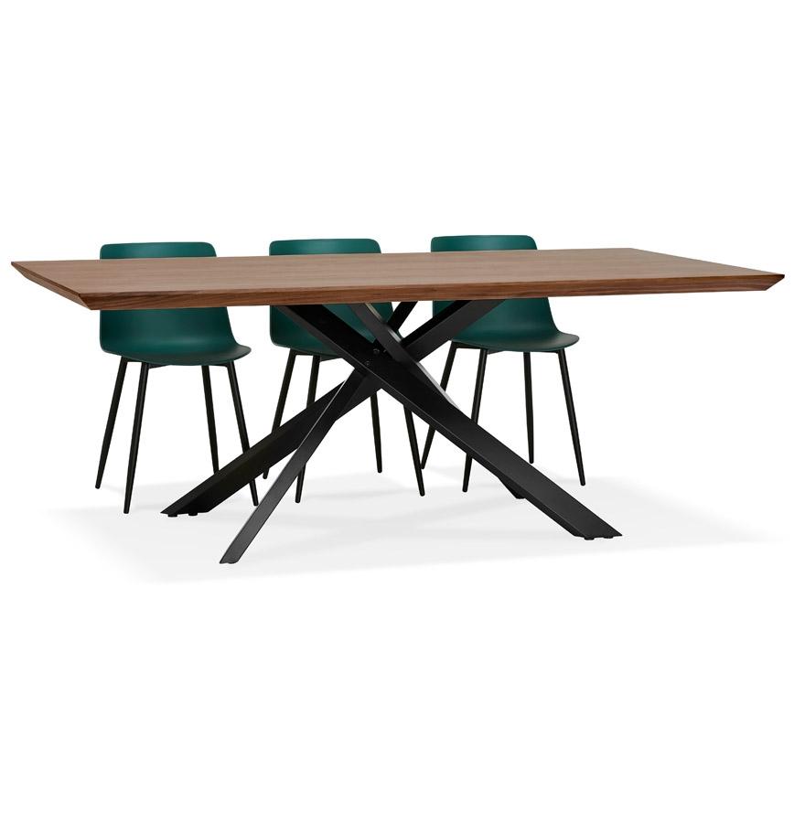 Kokoon Design Dining Table With Central X-shaped Leg 'WALABY' In Walnut Finish Wood - 200x100 Cm