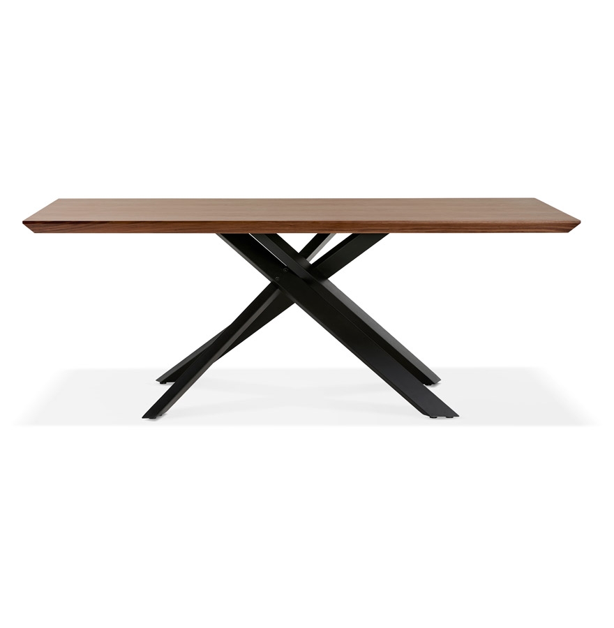 Kokoon Design Dining Table With Central X-shaped Leg 'WALABY' In Walnut Finish Wood - 200x100 Cm