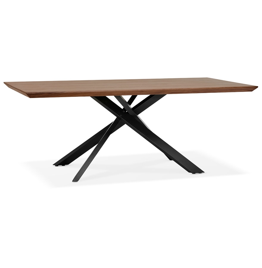 kokoon design Dining table with central x-shaped leg 'WALABY' in Walnut finish wood - 200x100 cm
