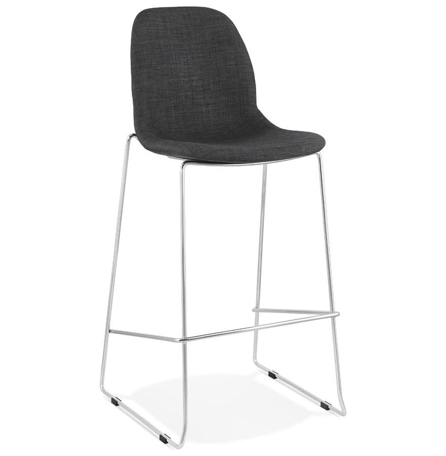 kokoon design FAKIR' stackable bar stool in dark gray fabric and chrome metal leg
