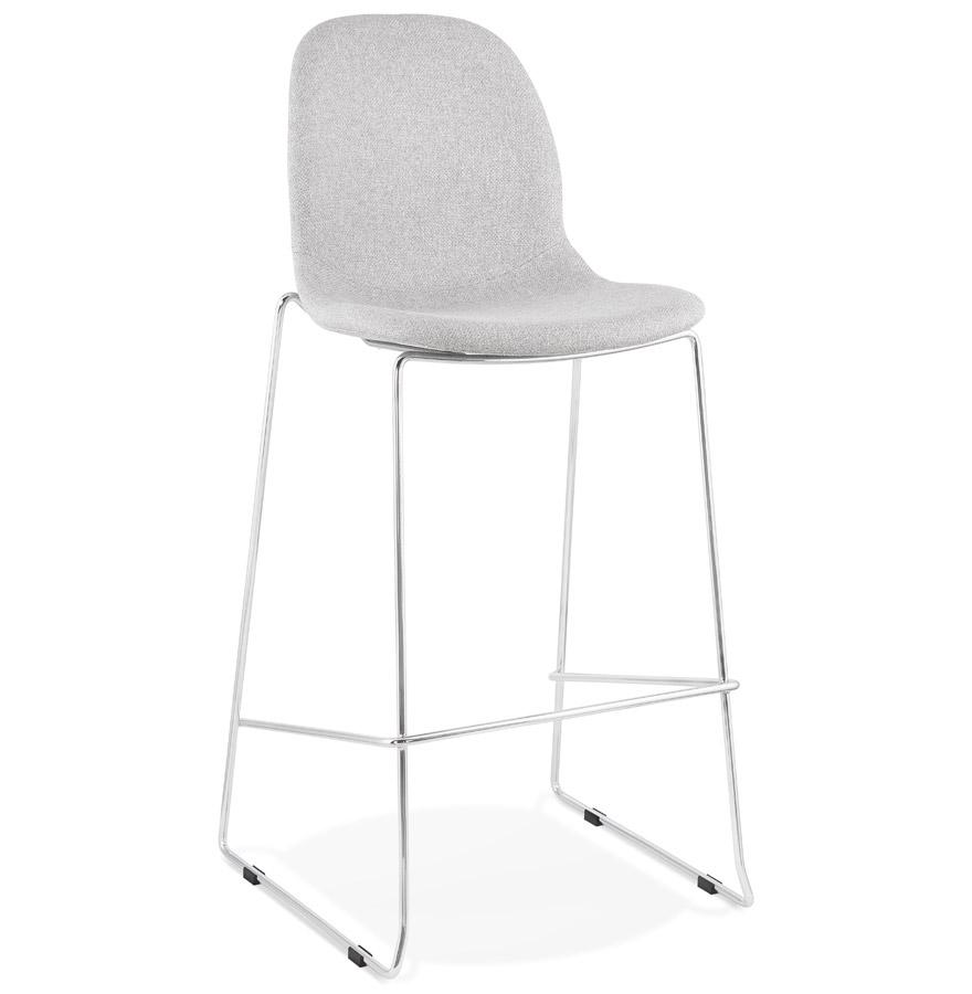 kokoon design FAKIR' stackable bar stool in light gray fabric and chrome metal leg