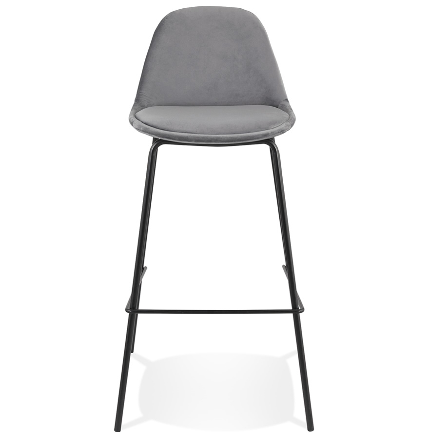 Kokoon Design FENTON' Bar Stool In Gray Velvet And Black Metal Leg