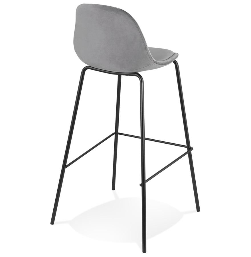 Kokoon Design FENTON' Bar Stool In Gray Velvet And Black Metal Leg