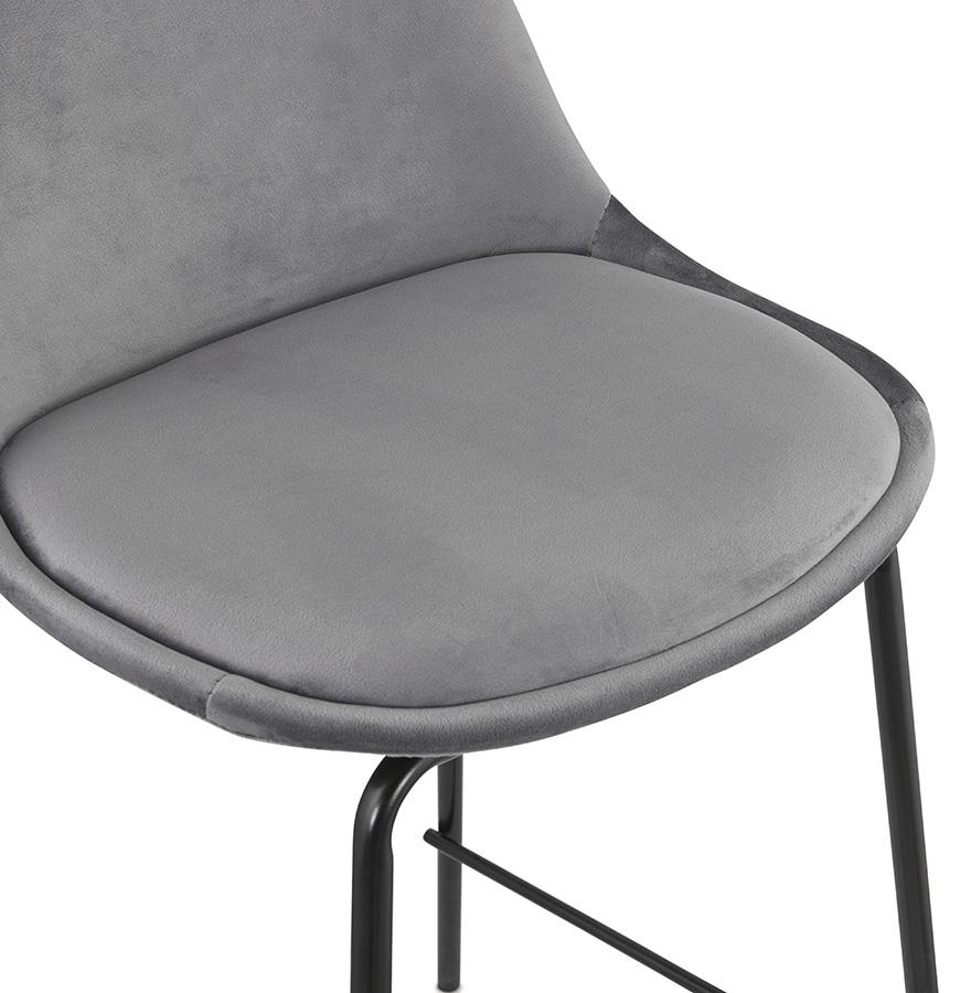 Kokoon Design FENTON' Bar Stool In Gray Velvet And Black Metal Leg