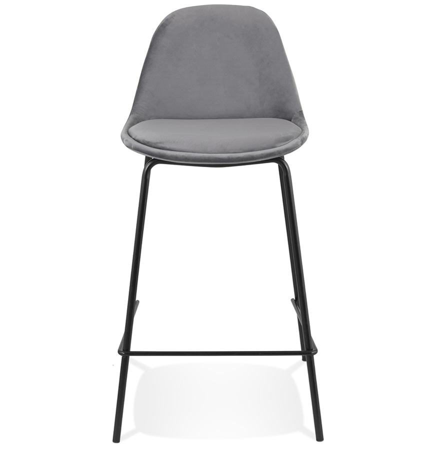 Kokoon Design FENTON MINI' Mid-height Snack Stool In Gray Velvet And Black Metal Base