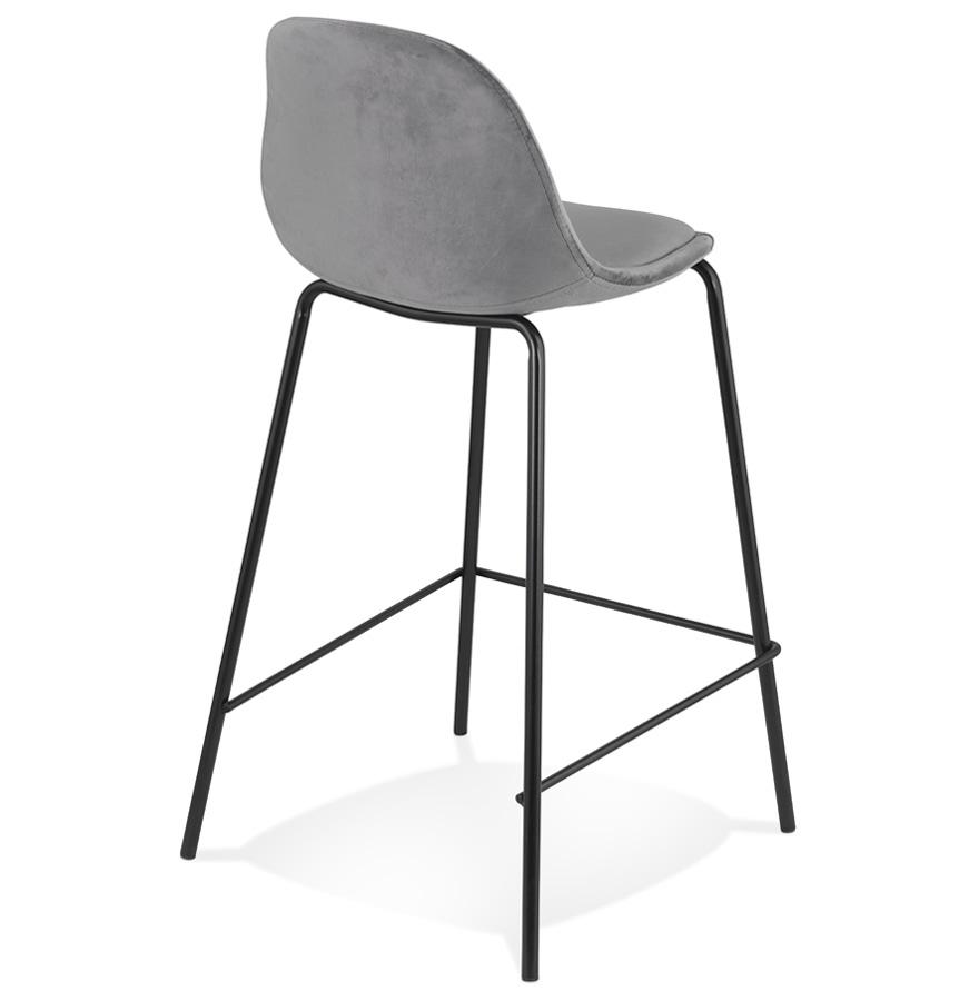 Kokoon Design FENTON MINI' Mid-height Snack Stool In Gray Velvet And Black Metal Base