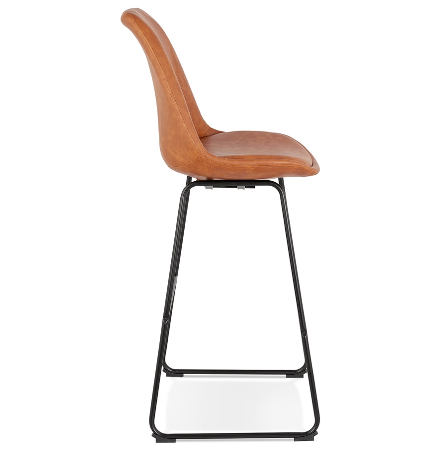 Kokoon Design FISH' Bar Stool In Brown Synthetic Material And Black Metal Legs