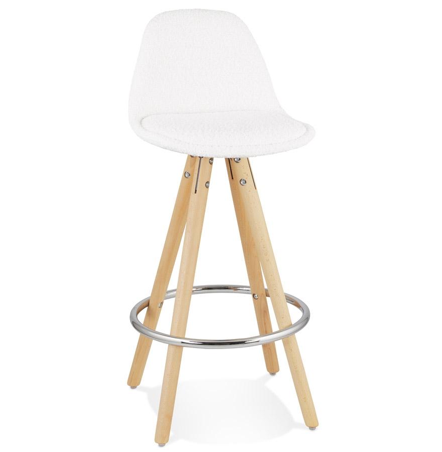 kokoon design FLORENCE MINI' mid-height snack stool in white pilled fabric Scandinavian style