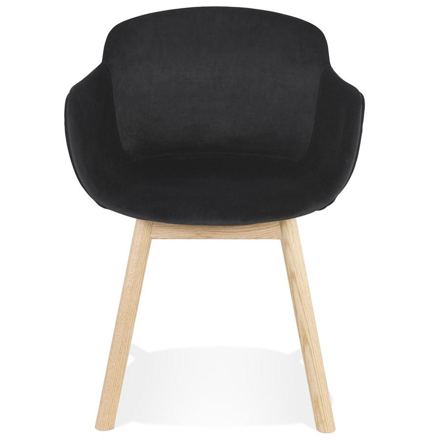 Kokoon Design FRIDA' Chair With Armrests In Black Velvet And Natural Wood Legs