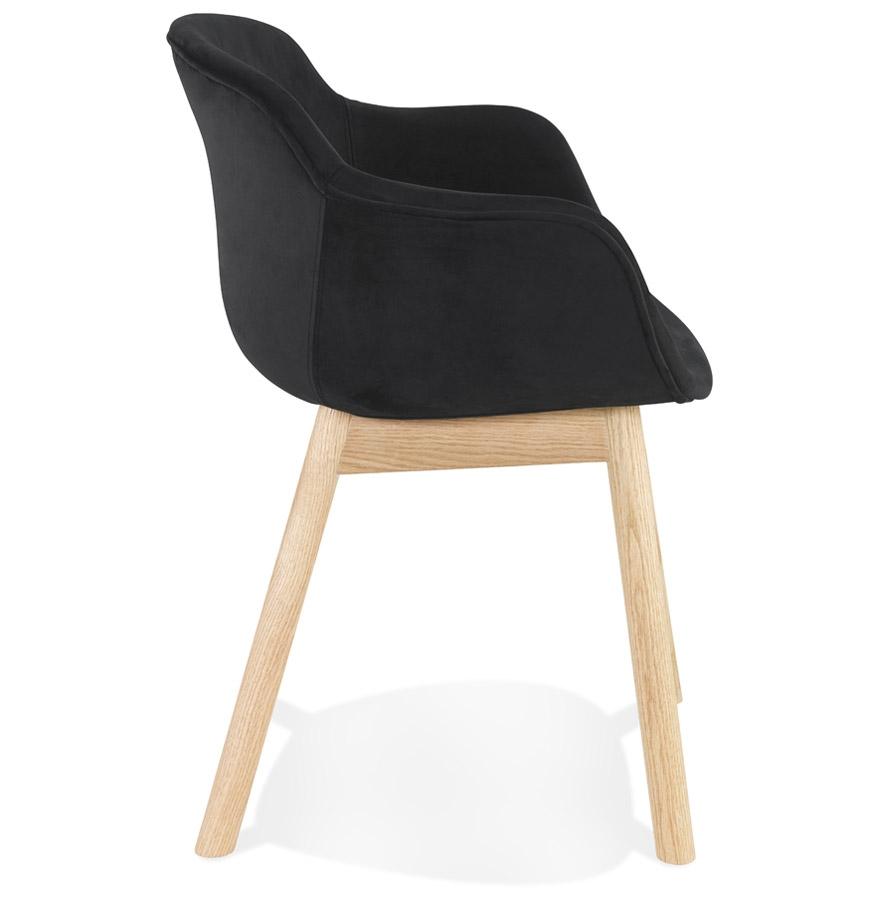 Kokoon Design FRIDA' Chair With Armrests In Black Velvet And Natural Wood Legs