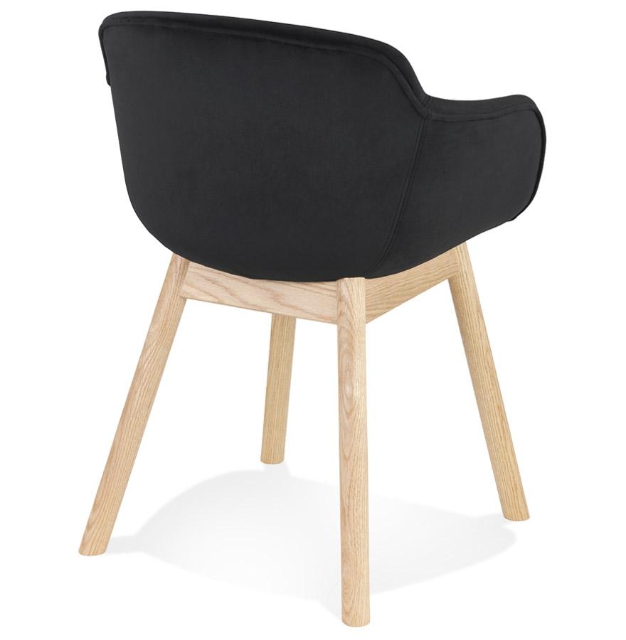 Kokoon Design FRIDA' Chair With Armrests In Black Velvet And Natural Wood Legs