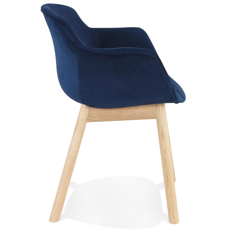 Kokoon Design FRIDA' Chair With Armrests In Blue Velvet And Natural Wood Legs