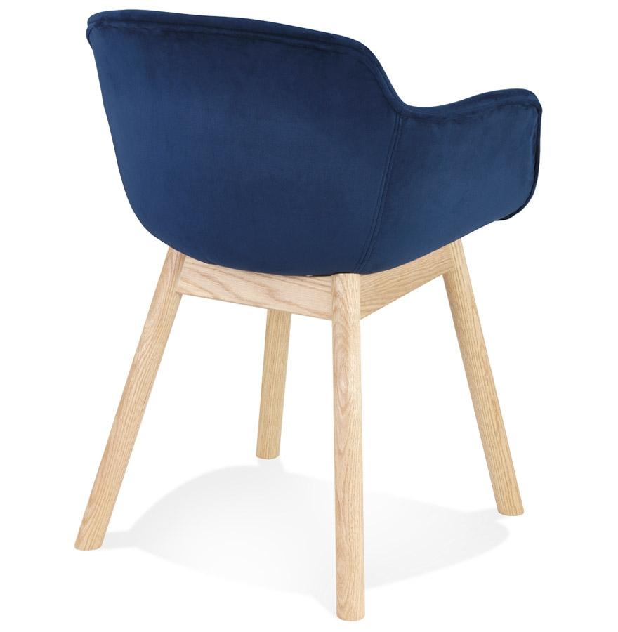 Kokoon Design FRIDA' Chair With Armrests In Blue Velvet And Natural Wood Legs