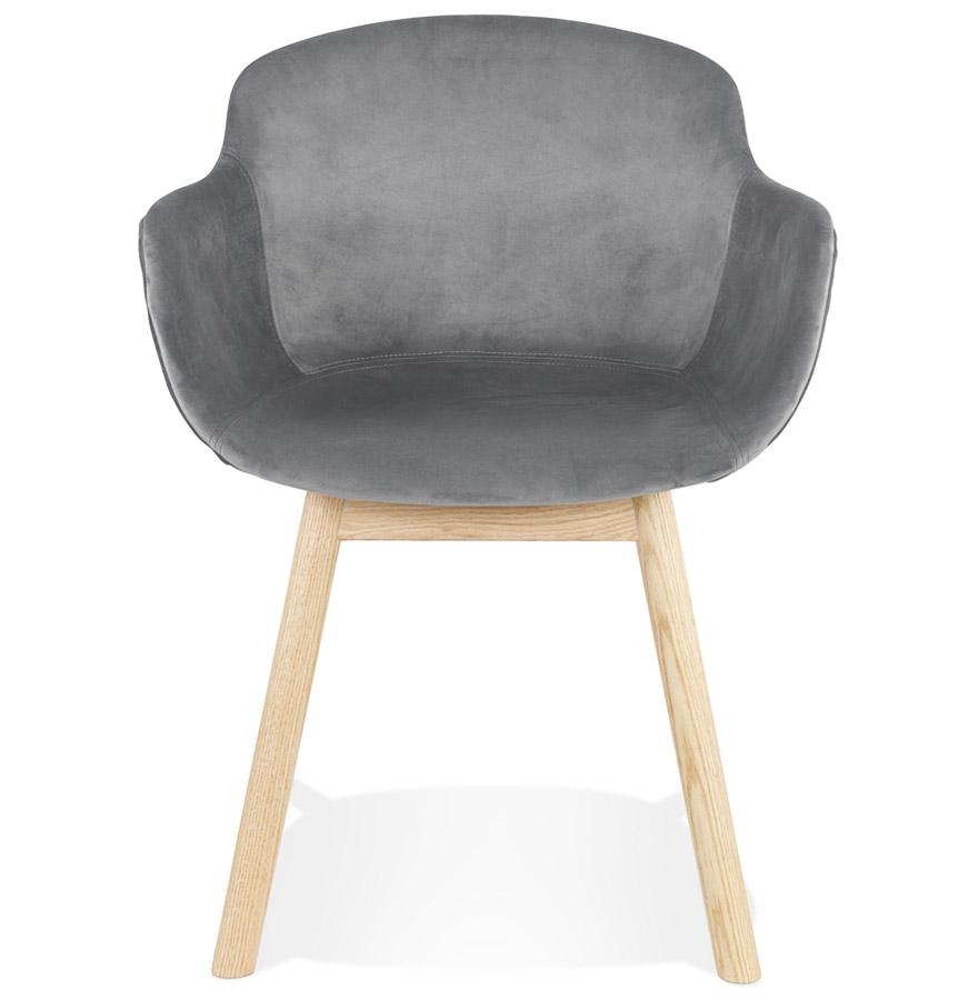 Kokoon Design FRIDA' Chair With Armrests In Gray Velvet And Natural Wood Legs