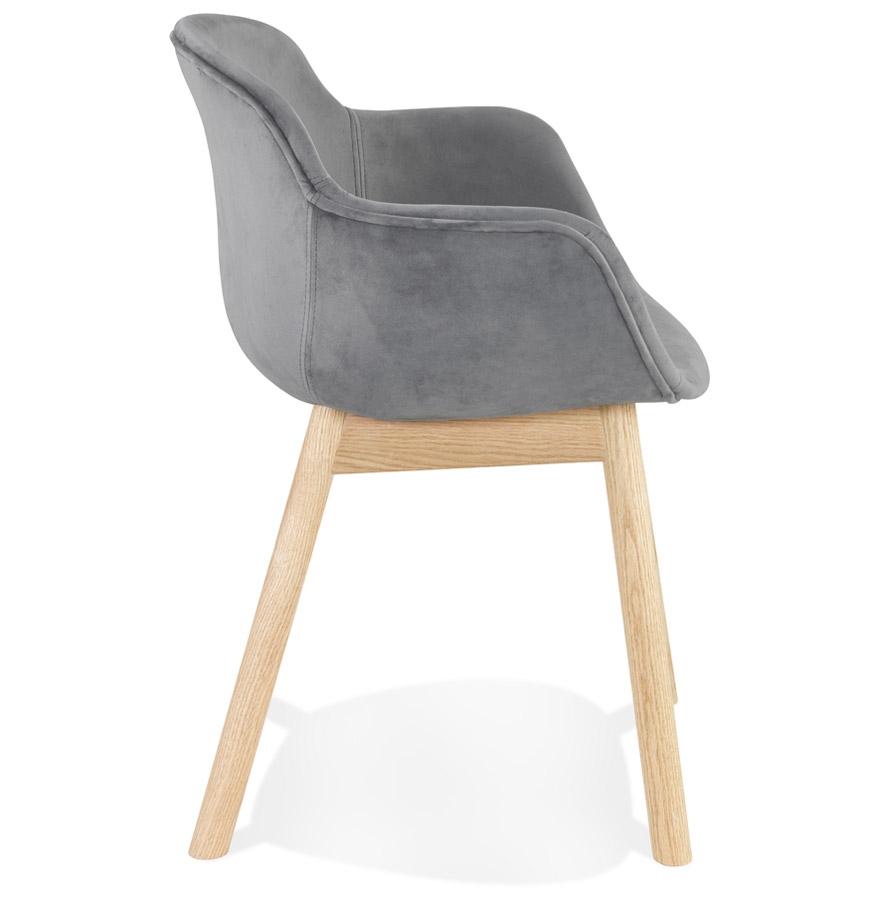 Kokoon Design FRIDA' Chair With Armrests In Gray Velvet And Natural Wood Legs