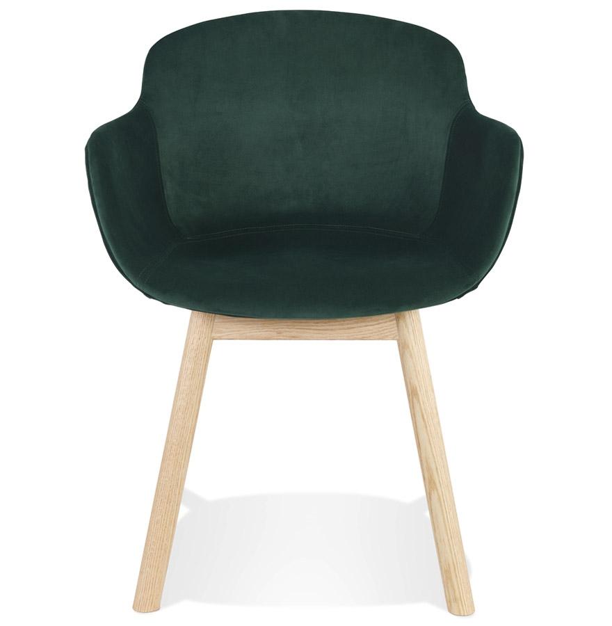 Kokoon Design FRIDA' Chair With Armrests In Green Velvet And Natural Wood Legs