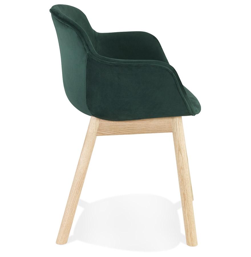 Kokoon Design FRIDA' Chair With Armrests In Green Velvet And Natural Wood Legs