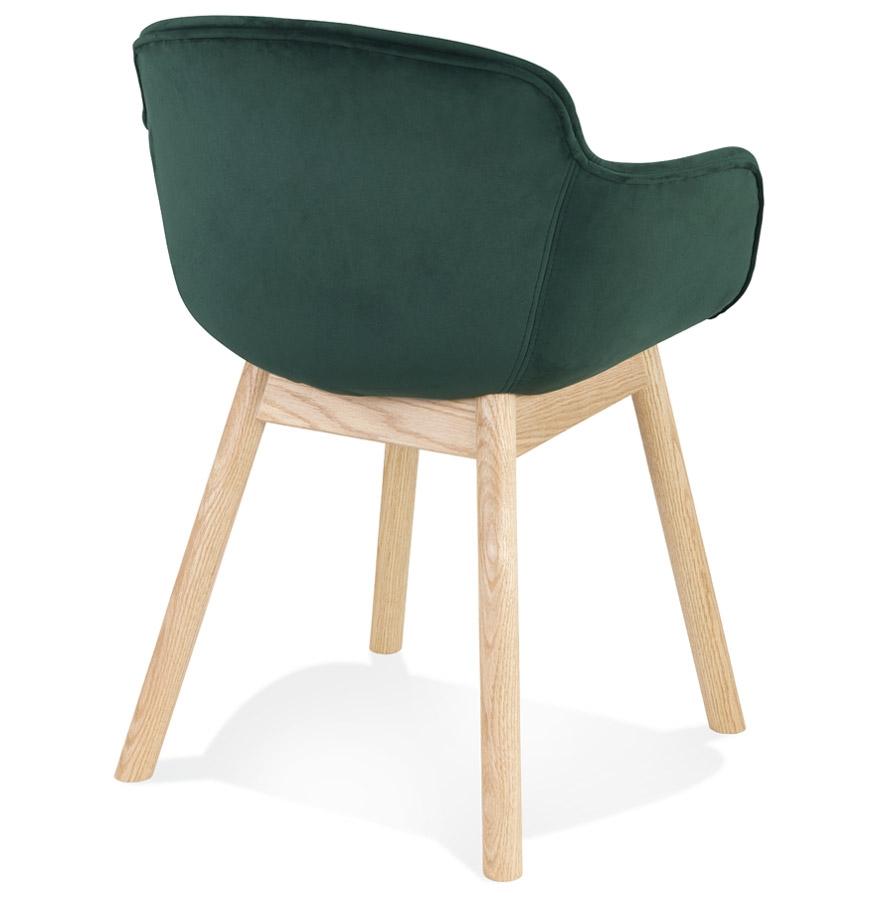 Kokoon Design FRIDA' Chair With Armrests In Green Velvet And Natural Wood Legs